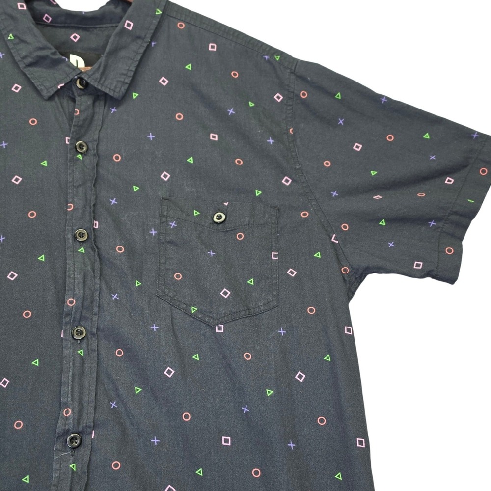 PlayStation Youth XL Short Sleeve Button Down Shirt Controller Icon Print Blue